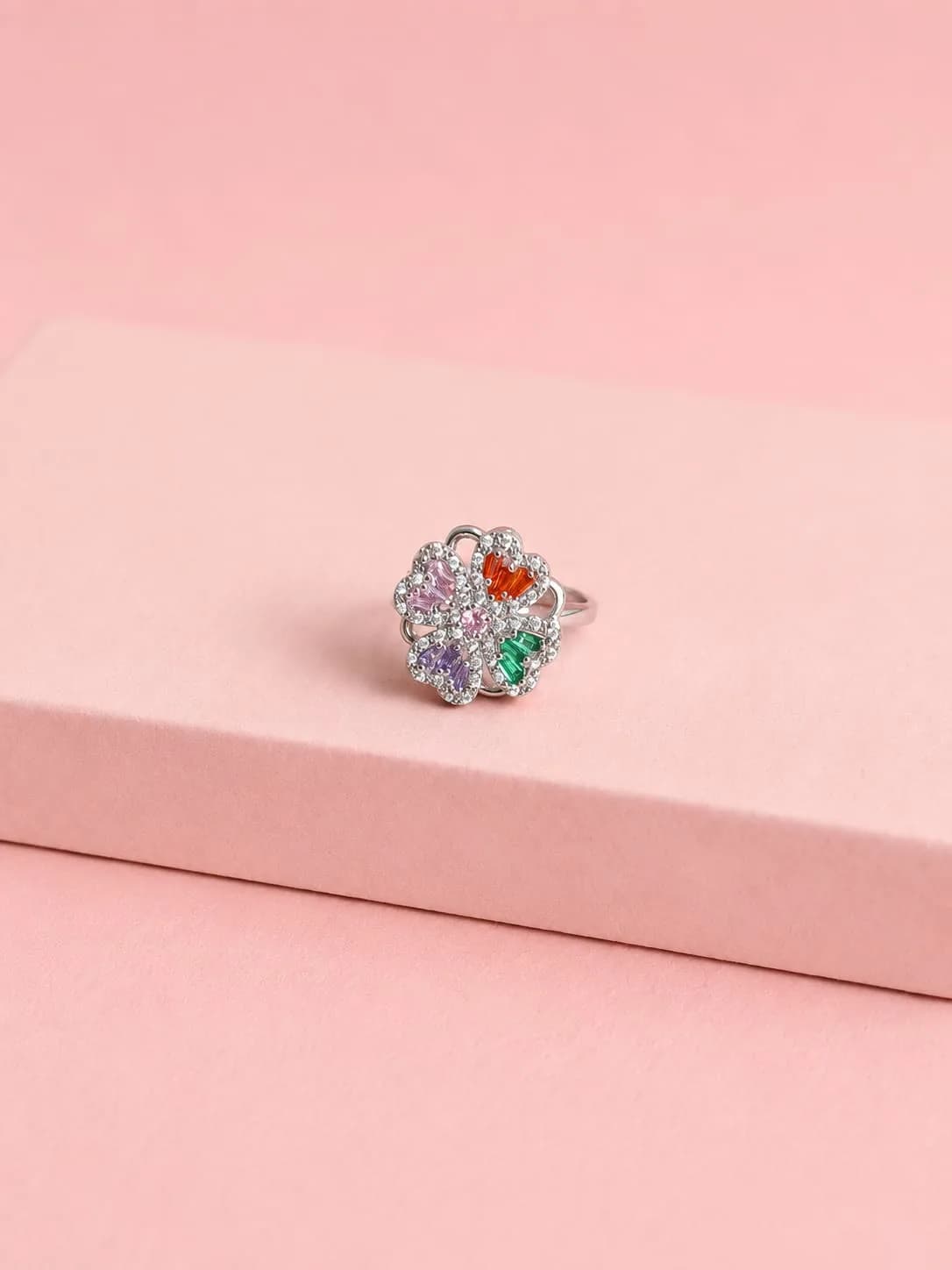 Bague rotative motif coeur porte bonheur