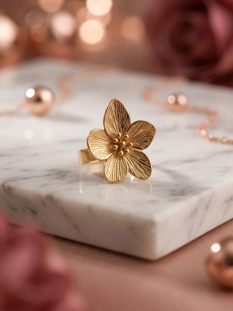 Bague Fleur Dorée ajustable