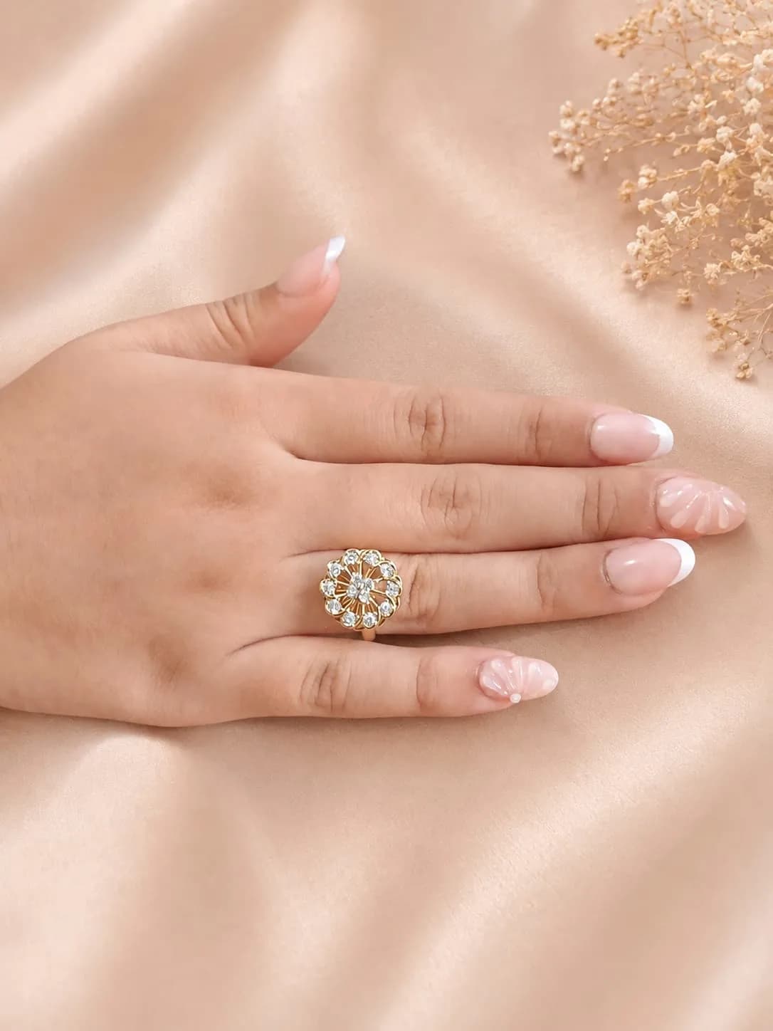 Bague fleur Ajustable rotative